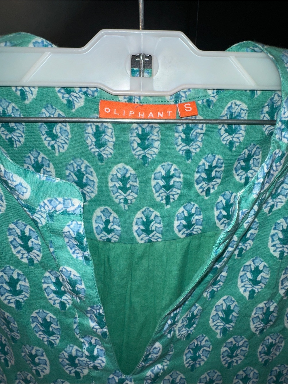 Oliphant Teal Printed Short Sleeve Swing Dress S - Picture 3 of 10